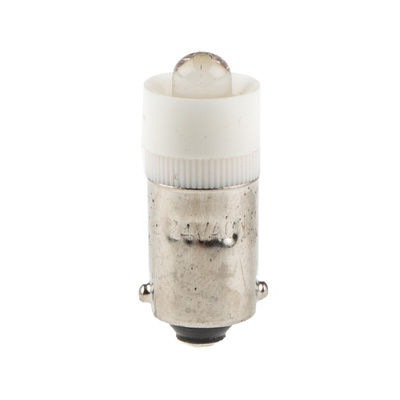 JKL Components White LED Indicator Lamp, 24V ac/dc, BA9s Base, 9.6mm Diameter, 7000mcd