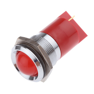 RS PRO Red Panel Mount Indicator, 24V dc, 22mm Mounting Hole Size, Solder Tab Termination
