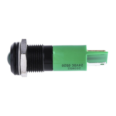 RS PRO Green Panel Mount Indicator, 24V dc, 14mm Mounting Hole Size, IP67