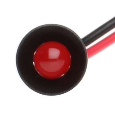 RS PRO Red Panel Mount Indicator, 24V dc, 8mm Mounting Hole Size, Lead Wires Termination