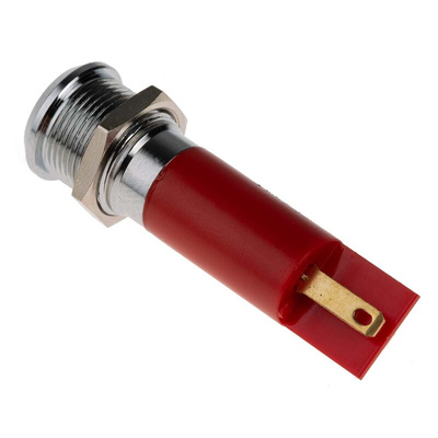 RS PRO Red Panel Mount Indicator, 230V ac, 12mm Mounting Hole Size, IP67