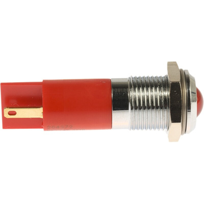 RS PRO Red Panel Mount Indicator, 240V ac, 14.5mm Mounting Hole Size, Solder Tab Termination, IP40