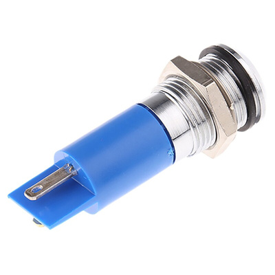 RS PRO Blue Panel Mount Indicator, 240V ac, 14.5mm Mounting Hole Size, Solder Tab Termination, IP40