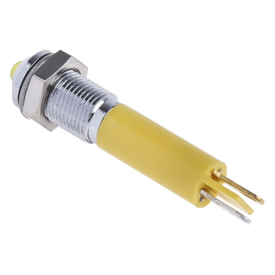 RS PRO Yellow Panel Mount Indicator, 24V dc, 6mm Mounting Hole Size, Solder Tab Termination