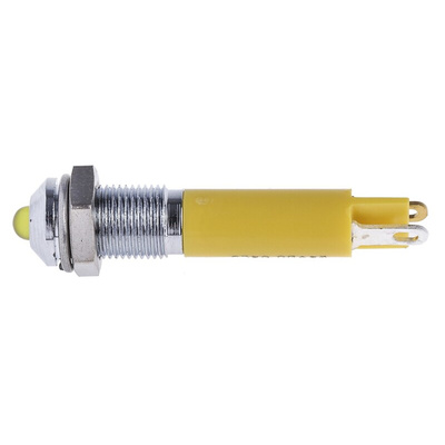 RS PRO Yellow Panel Mount Indicator, 24V dc, 6mm Mounting Hole Size, Solder Tab Termination