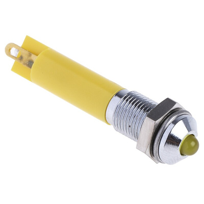 RS PRO Yellow Panel Mount Indicator, 24V dc, 6mm Mounting Hole Size, Solder Tab Termination