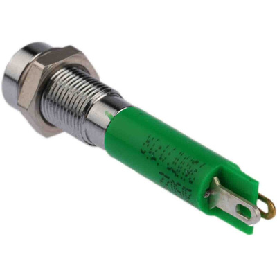 RS PRO Green Panel Mount Indicator, 24V dc, 6mm Mounting Hole Size, Solder Tab Termination