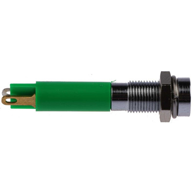 RS PRO Green Panel Mount Indicator, 24V dc, 6mm Mounting Hole Size, Solder Tab Termination