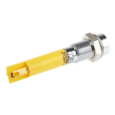 RS PRO Yellow Panel Mount Indicator, 24V dc, 6mm Mounting Hole Size, Solder Tab Termination