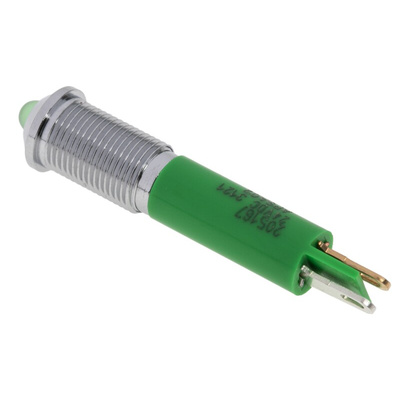 RS PRO Green Panel Mount Indicator, 24V dc, 6mm Mounting Hole Size, Solder Tab Termination