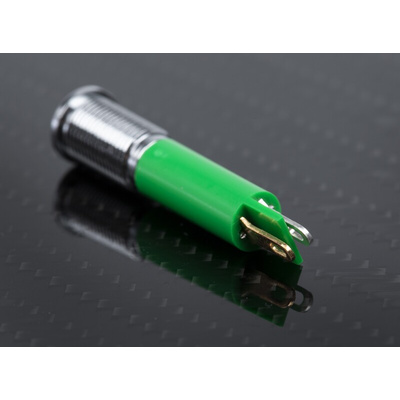 RS PRO Green Panel Mount Indicator, 24V dc, 6mm Mounting Hole Size, Solder Tab Termination