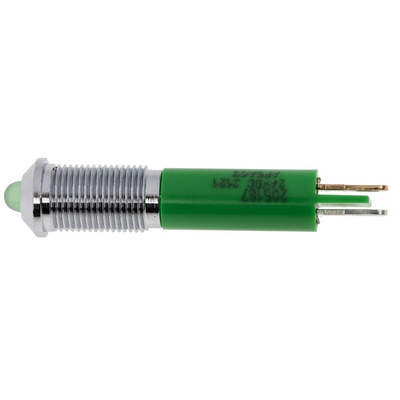 RS PRO Green Panel Mount Indicator, 24V dc, 6mm Mounting Hole Size, Solder Tab Termination