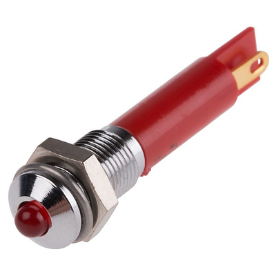 RS PRO Red Panel Mount Indicator, 12V dc, 6mm Mounting Hole Size, Solder Tab Termination