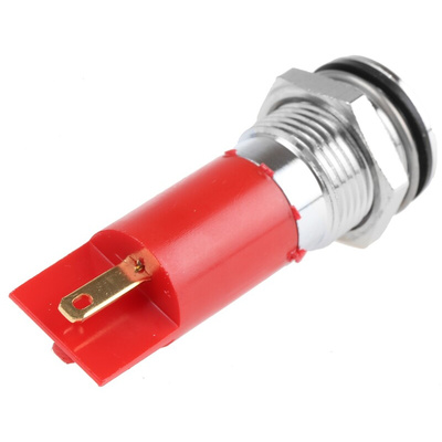 RS PRO Red Panel Mount Indicator, 14mm Mounting Hole Size, Solder Tab Termination, IP67