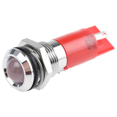 RS PRO Red Panel Mount Indicator, 14mm Mounting Hole Size, Solder Tab Termination, IP67
