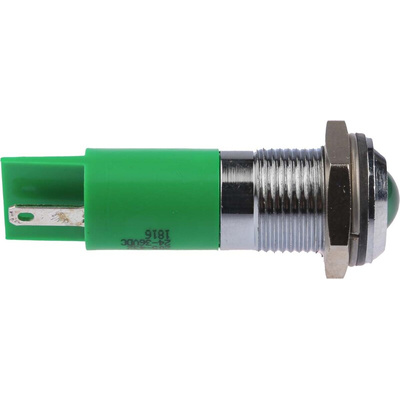 RS PRO Green Panel Mount Indicator, 24 → 36V dc, 14mm Mounting Hole Size