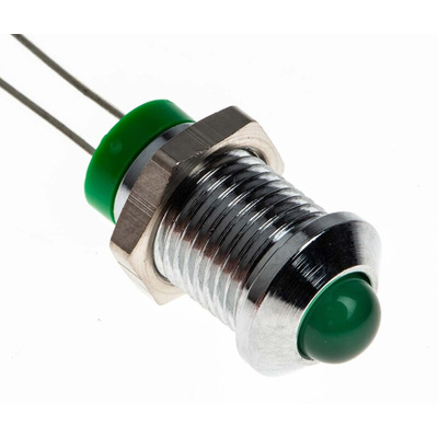 RS PRO Green Panel Mount Indicator, 2V dc, 8mm Mounting Hole Size, IP67
