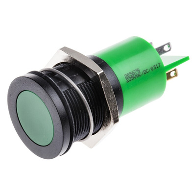 RS PRO Green Panel Mount Indicator, 230V ac, 22mm Mounting Hole Size, IP67