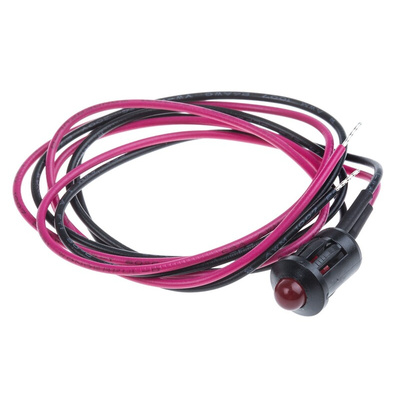RS PRO Red Panel Mount Indicator, 6V dc, 8mm Mounting Hole Size, Lead Wires Termination