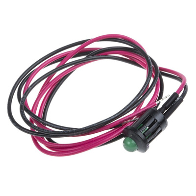 RS PRO Green Panel Mount Indicator, 6V dc, 8mm Mounting Hole Size, Lead Wires Termination