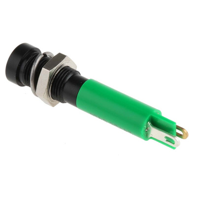 RS PRO Green Panel Mount Indicator, 24V dc, 6mm Mounting Hole Size, Solder Tab Termination