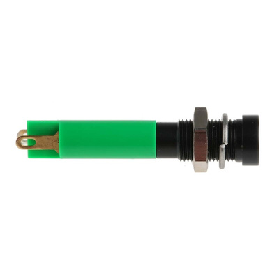 RS PRO Green Panel Mount Indicator, 24V dc, 6mm Mounting Hole Size, Solder Tab Termination