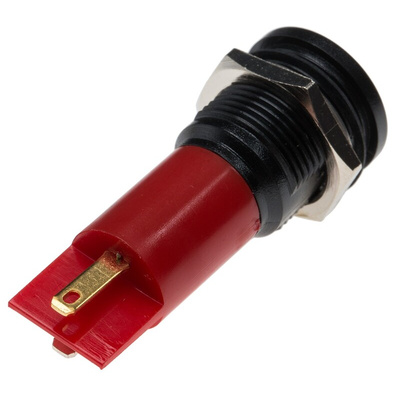 RS PRO Red Panel Mount Indicator, 230V ac, 16mm Mounting Hole Size, Solder Tab Termination, IP67