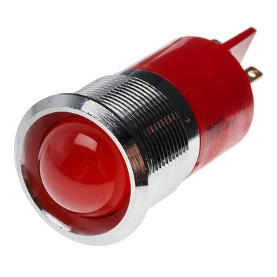 RS PRO Red Panel Mount Indicator, 12V dc, 22mm Mounting Hole Size, Solder Tab Termination