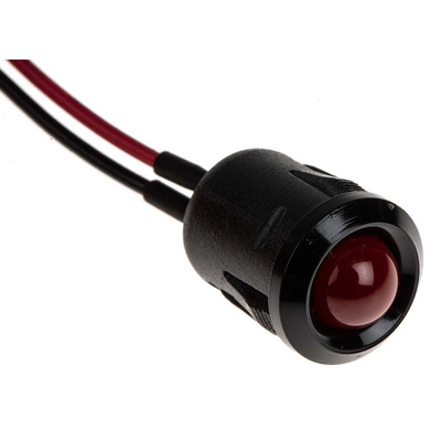 RS PRO Red Panel Mount Indicator, 12V dc, 12mm Mounting Hole Size, Lead Wires Termination