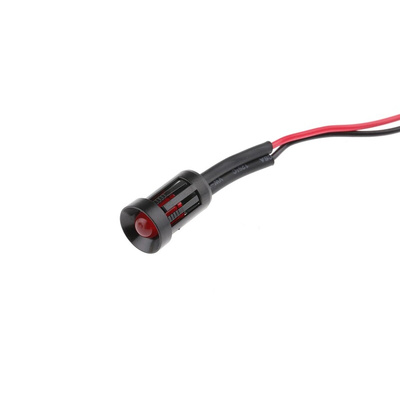 RS PRO Red Panel Mount Indicator, 12V dc, 8mm Mounting Hole Size, Lead Wires Termination