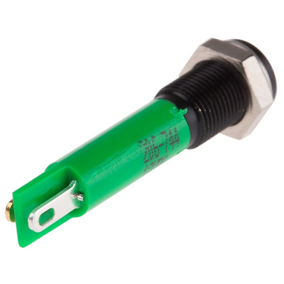 RS PRO Green Panel Mount Indicator, 12V dc, 6mm Mounting Hole Size, Solder Tab Termination