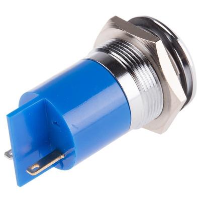 RS PRO Blue Panel Mount Indicator, 24V dc, 22mm Mounting Hole Size, Solder Tab Termination