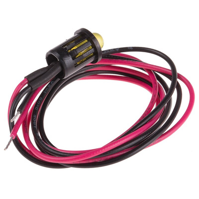 RS PRO Yellow Panel Mount Indicator, 12V dc, 8mm Mounting Hole Size, Lead Wires Termination