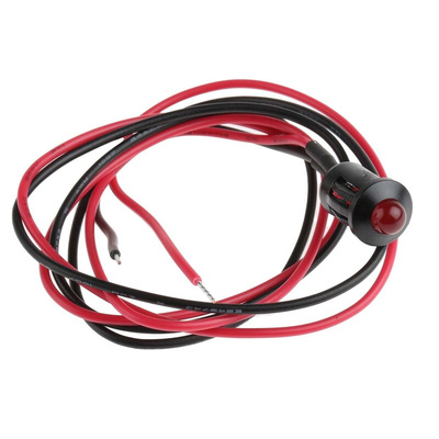 RS PRO Red Panel Mount Indicator, 24V dc, 8mm Mounting Hole Size, Lead Wires Termination