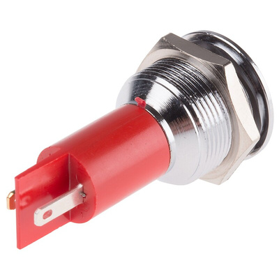 RS PRO Red Panel Mount Indicator, 19mm Mounting Hole Size, Solder Tab Termination, IP67