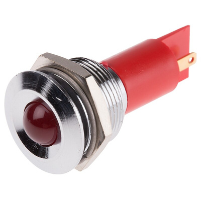 RS PRO Red Panel Mount Indicator, 19mm Mounting Hole Size, Solder Tab Termination, IP67