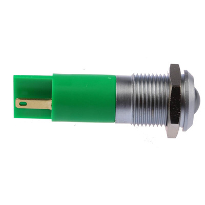 RS PRO Green Panel Mount Indicator, 14mm Mounting Hole Size, Solder Tab Termination, IP67