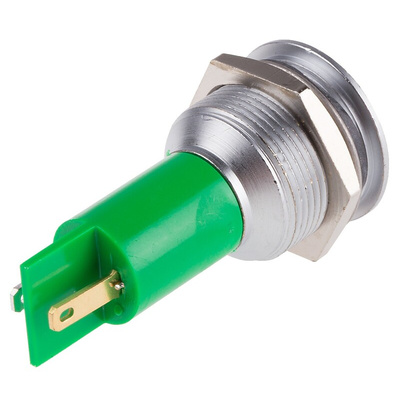 RS PRO Green Panel Mount Indicator, 115 V dc, 230V ac, 19.5mm Mounting Hole Size