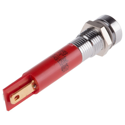 RS PRO Red Panel Mount Indicator, 12V ac, 8mm Mounting Hole Size, Solder Tab Termination