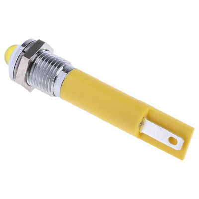 RS PRO Yellow Panel Mount Indicator, 24V dc, 8mm Mounting Hole Size, Solder Tab Termination
