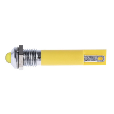 RS PRO Yellow Panel Mount Indicator, 24V dc, 8mm Mounting Hole Size, Solder Tab Termination