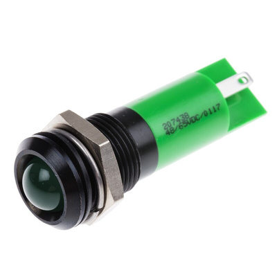 RS PRO Green Panel Mount Indicator, 48 → 65V dc, 14mm Mounting Hole Size