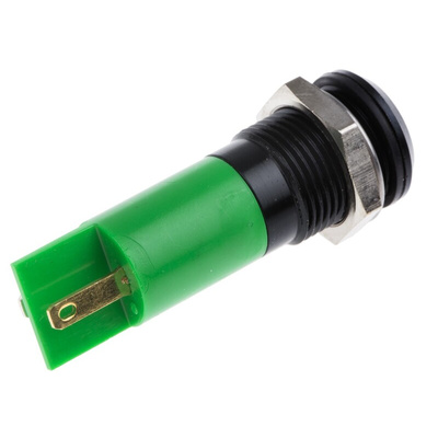 RS PRO Green Panel Mount Indicator, 14mm Mounting Hole Size, Solder Tab Termination, IP67