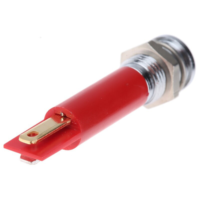 RS PRO Red Flashing LED Panel Mount Indicator, 24V dc, 8mm Mounting Hole Size, Solder Tab Termination