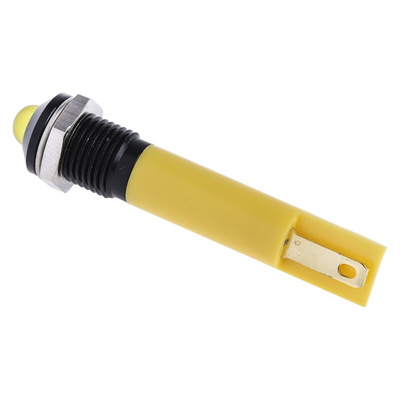 RS PRO Yellow Panel Mount Indicator, 24V dc, 8mm Mounting Hole Size, Solder Tab Termination