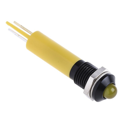 RS PRO Yellow Panel Mount Indicator, 24V dc, 8mm Mounting Hole Size, Solder Tab Termination