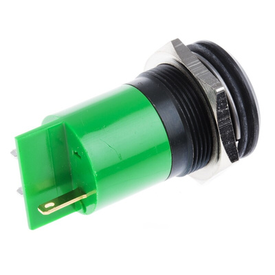 RS PRO Green Panel Mount Indicator, 24V dc, 22mm Mounting Hole Size, Solder Tab Termination