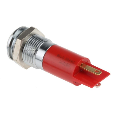 RS PRO Red Panel Mount Indicator, 24V dc, 14mm Mounting Hole Size, Solder Tab Termination