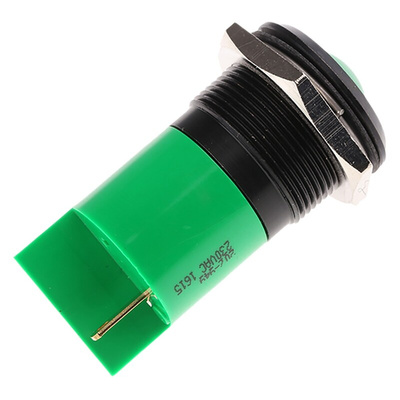 RS PRO Green Panel Mount Indicator, 230V ac, 22mm Mounting Hole Size