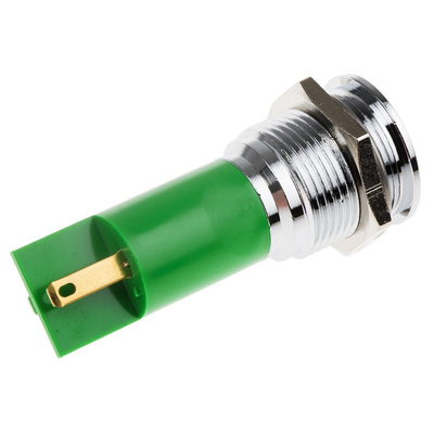 RS PRO Green Panel Mount Indicator, 16mm Mounting Hole Size, Solder Tab Termination